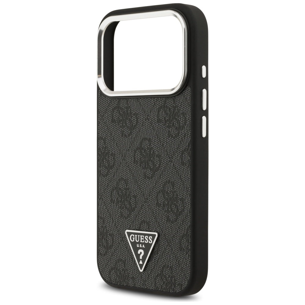Husa MagSafe za Apple iPhone 17 Pro, Guess, 4G Triangle Logo, Crno Srebrna