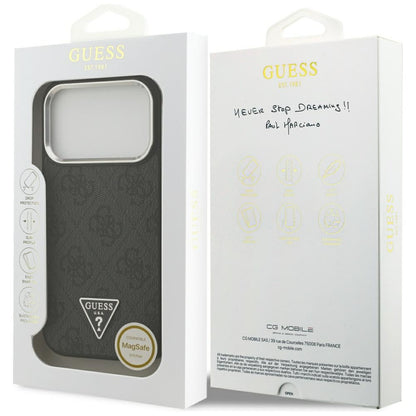 Husa MagSafe za Apple iPhone 17 Pro, Guess, 4G Triangle Logo, Crno Srebrna