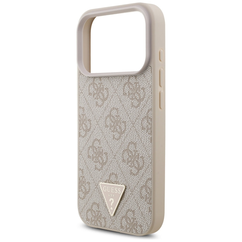 Futrola MagSafe za Apple iPhone 17 Pro, Guess, 4G Triangle Logo with Pearl Strap, Roze