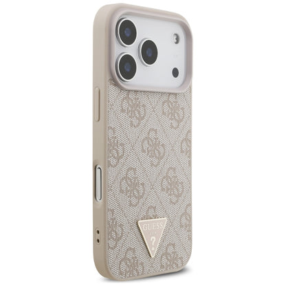 Futrola MagSafe za Apple iPhone 17 Pro, Guess, 4G Triangle Logo with Pearl Strap, Roze