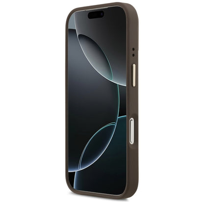 MagSafe futrola za Apple iPhone 17 Pro, Guess, 4G Triangle Logo sa postoljem za kameru, Zlatno smeđa