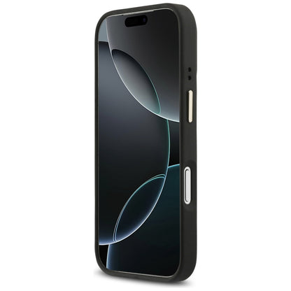 Husa MagSafe za Apple iPhone 17 Pro, Guess, 4G Triangle Logo sa postoljem za kameru, Crna Zlatna