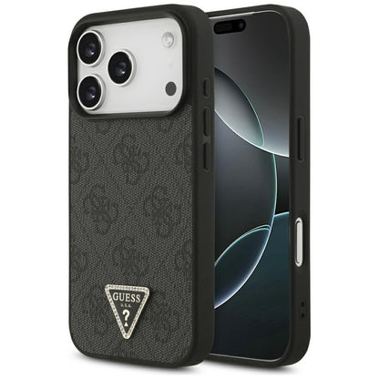 Futrola MagSafe za Apple iPhone 17 Pro, Guess, 4G Triangle Strass, Crna