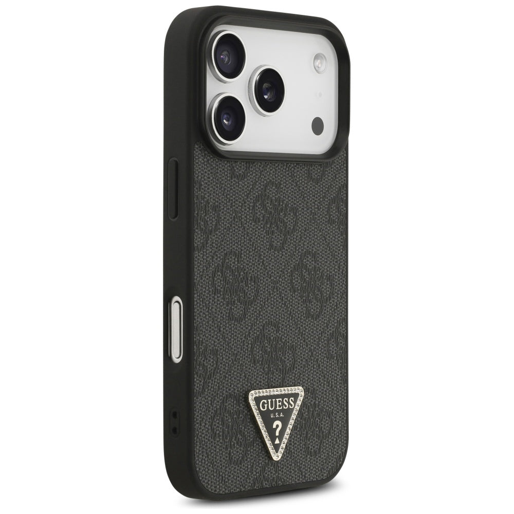 Futrola MagSafe za Apple iPhone 17 Pro, Guess, 4G Triangle Strass, Crna
