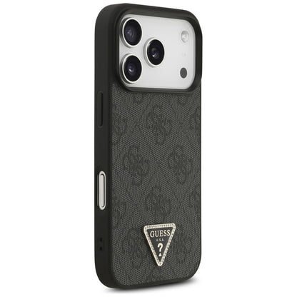 Futrola MagSafe za Apple iPhone 17 Pro, Guess, 4G Triangle Strass, Crna