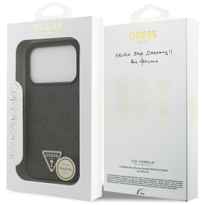 Futrola MagSafe za Apple iPhone 17 Pro, Guess, 4G Triangle Strass, Crna