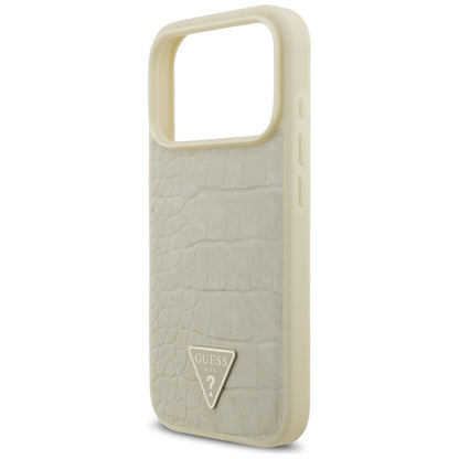 Futrola MagSafe za Apple iPhone 17 Pro, Guess, Croco Triangle Logo, Zlatna