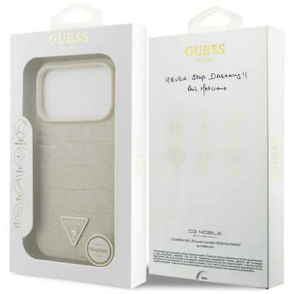 Futrola MagSafe za Apple iPhone 17 Pro, Guess, Croco Triangle Logo, Zlatna