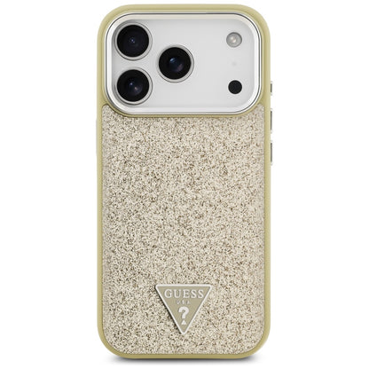 Husa MagSafe za Apple iPhone 17 Pro, Guess, Glitter Triangle Logo, Zlatna