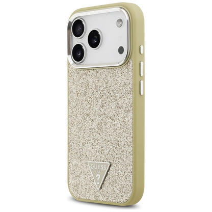Husa MagSafe za Apple iPhone 17 Pro, Guess, Glitter Triangle Logo, Zlatna