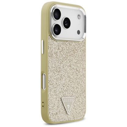 Husa MagSafe za Apple iPhone 17 Pro, Guess, Glitter Triangle Logo, Zlatna