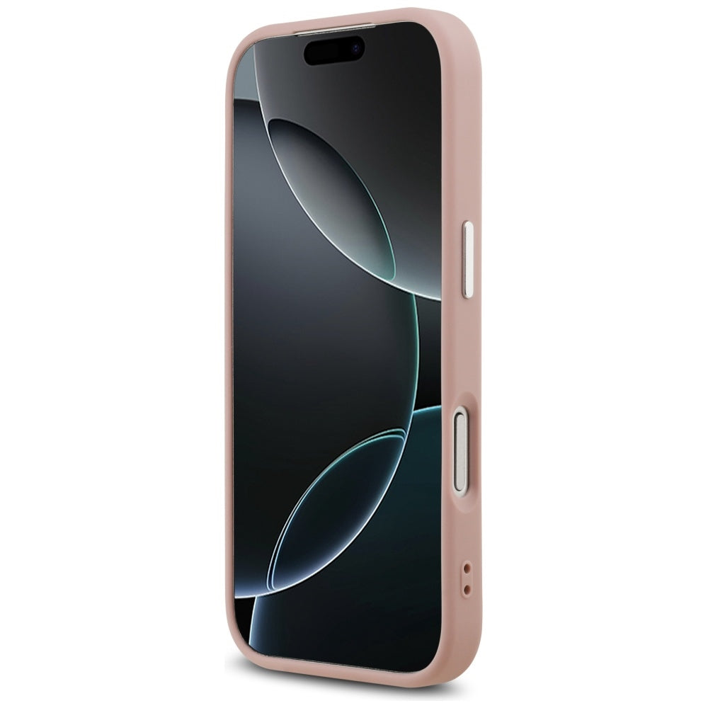 Husa MagSafe za Apple iPhone 17 Pro, Guess, Glitter Triangle Logo, Roze