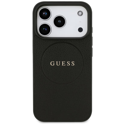 Futrola MagSafe za Apple iPhone 17 Pro, Guess, Grained Gold Ring, Crna