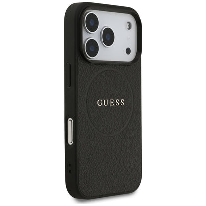 Futrola MagSafe za Apple iPhone 17 Pro, Guess, Grained Gold Ring, Crna