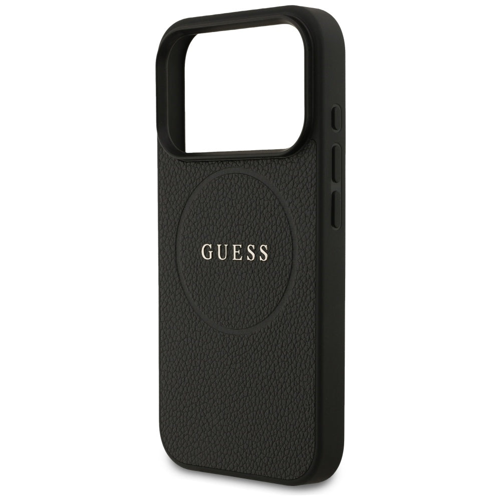 Futrola MagSafe za Apple iPhone 17 Pro, Guess, Grained Gold Ring, Crna