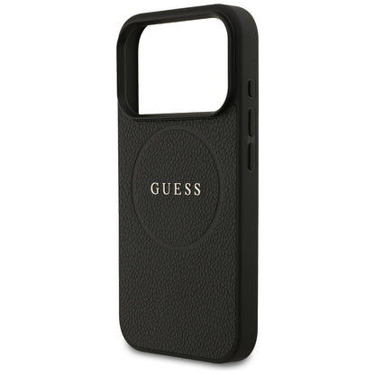 Futrola MagSafe za Apple iPhone 17 Pro, Guess, Grained Gold Ring, Crna