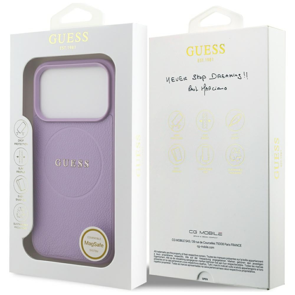 Futrola MagSafe za Apple iPhone 17 Pro, Guess, Grained Gold Ring, Roze