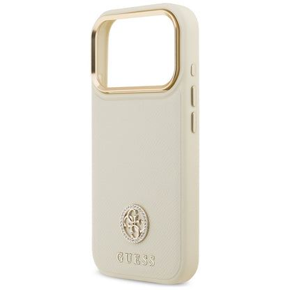 Futrola MagSafe za Apple iPhone 17 Pro, Guess, Grained Strass Logo, Bež
