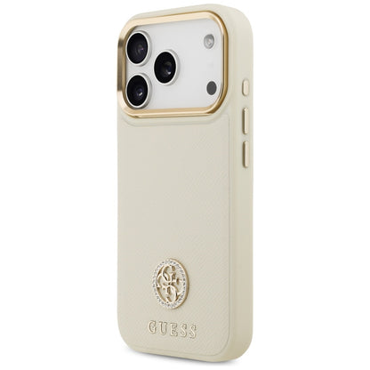 Futrola MagSafe za Apple iPhone 17 Pro, Guess, Grained Strass Logo, Bež