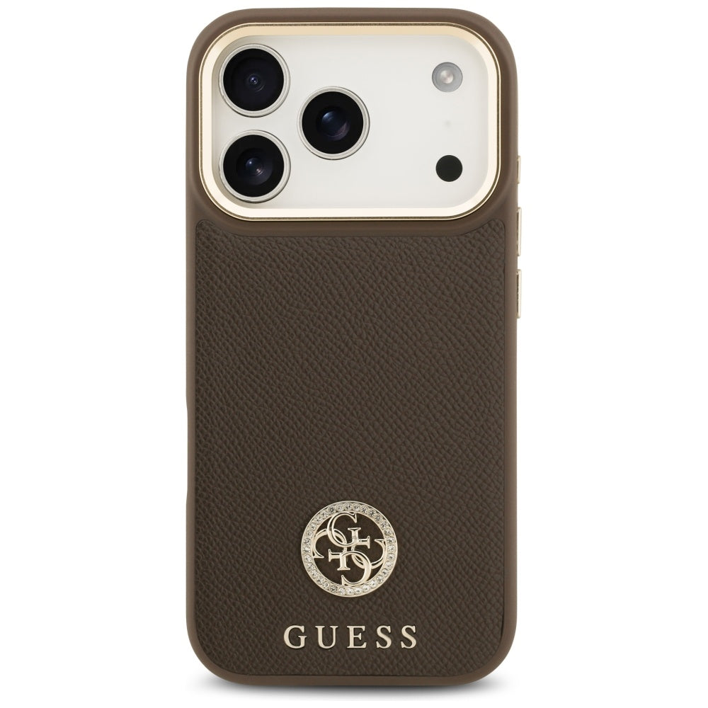 Futrola MagSafe za Apple iPhone 17 Pro, Guess, Grained Strass Logo, Braon