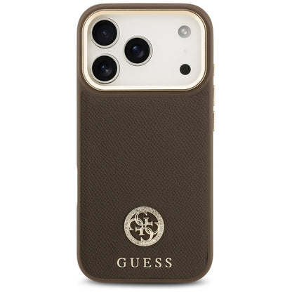 Futrola MagSafe za Apple iPhone 17 Pro, Guess, Grained Strass Logo, Braon