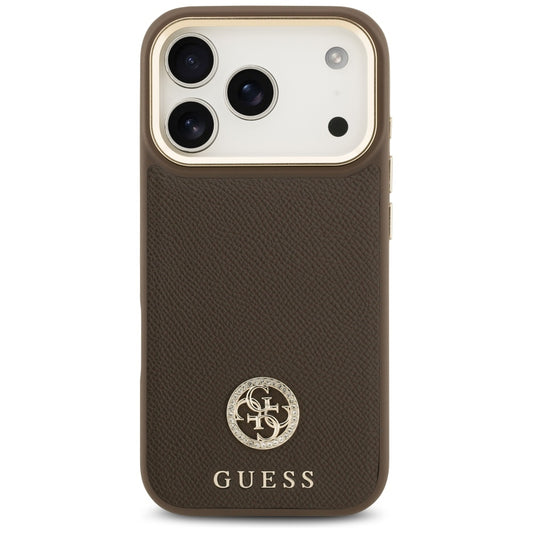 Futrola MagSafe za Apple iPhone 17 Pro, Guess, Grained Strass Logo, Braon