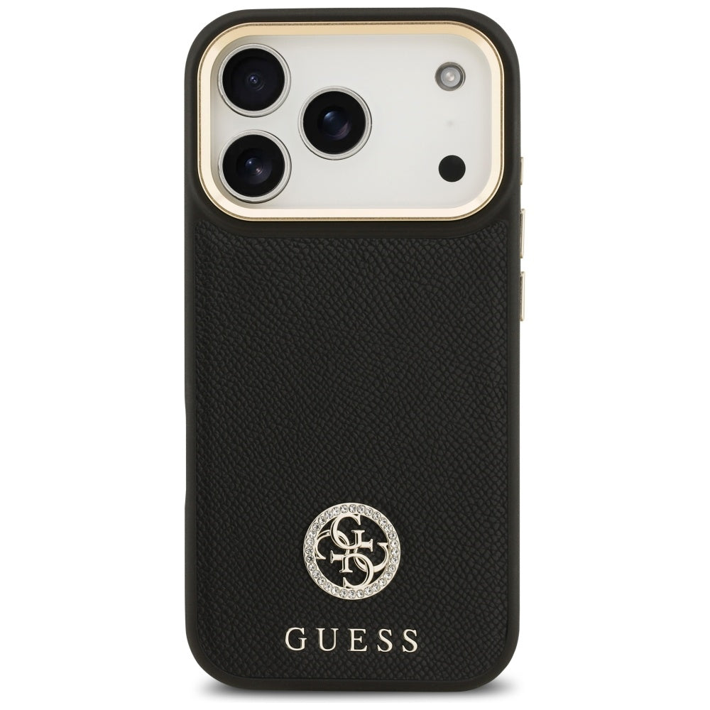 Husa MagSafe za Apple iPhone 17 Pro, Guess, Grained Strass Logo, Crna