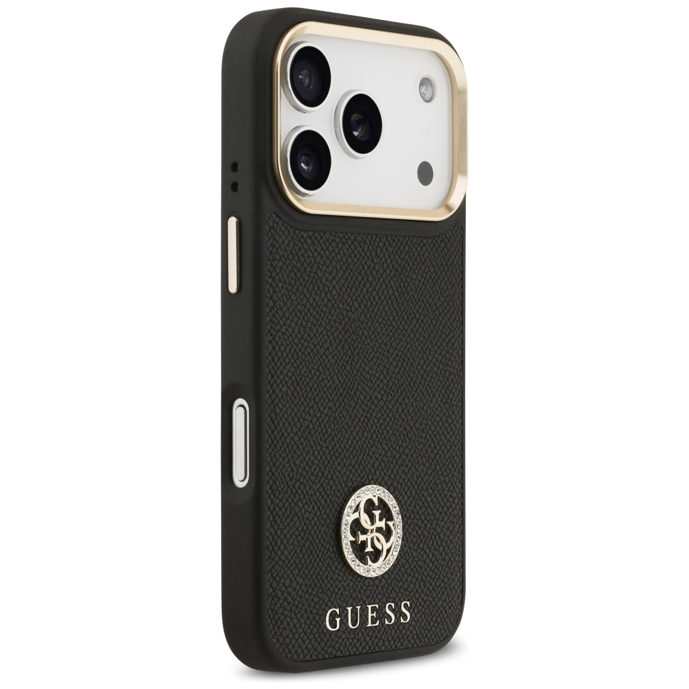 Husa MagSafe za Apple iPhone 17 Pro, Guess, Grained Strass Logo, Crna
