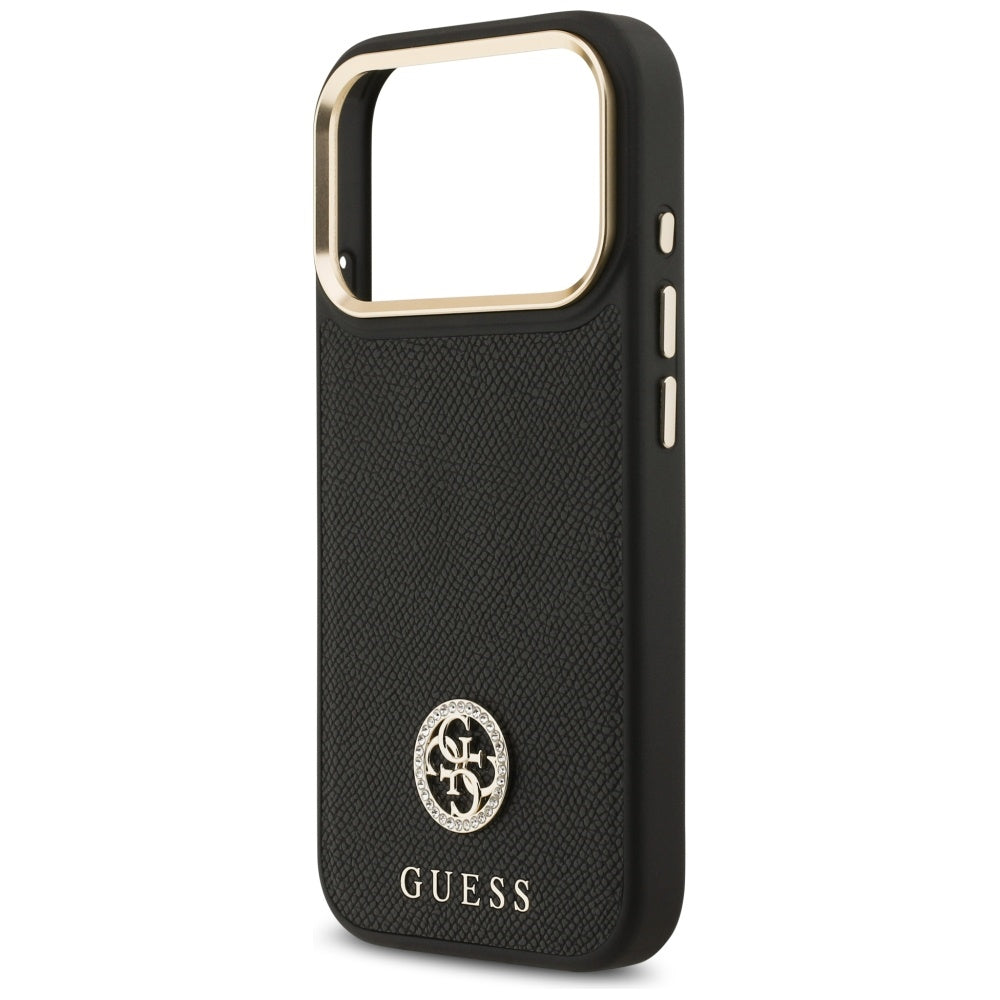 Husa MagSafe za Apple iPhone 17 Pro, Guess, Grained Strass Logo, Crna