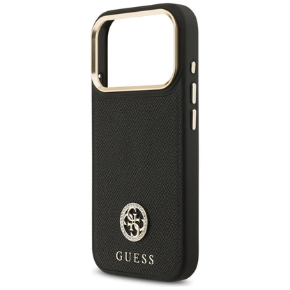 Husa MagSafe za Apple iPhone 17 Pro, Guess, Grained Strass Logo, Crna