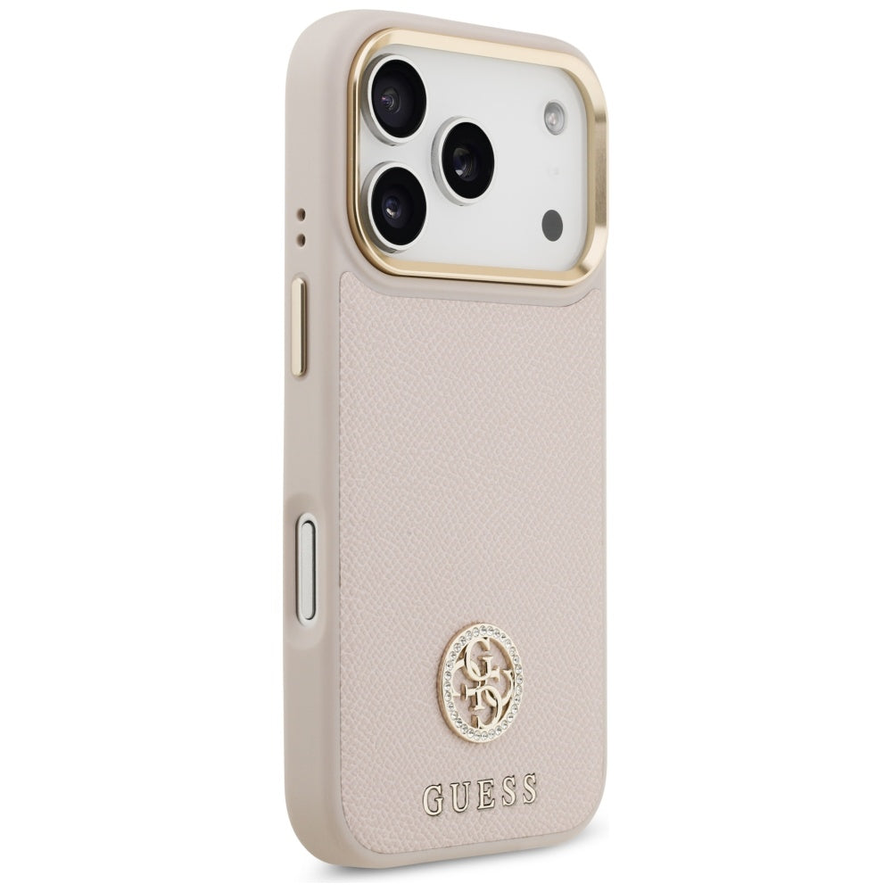 Husa MagSafe za Apple iPhone 17 Pro, Guess, Grained Strass Logo, Roze