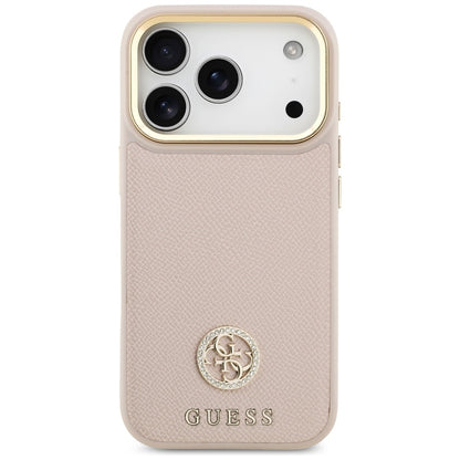 Husa MagSafe za Apple iPhone 17 Pro, Guess, Grained Strass Logo, Roze