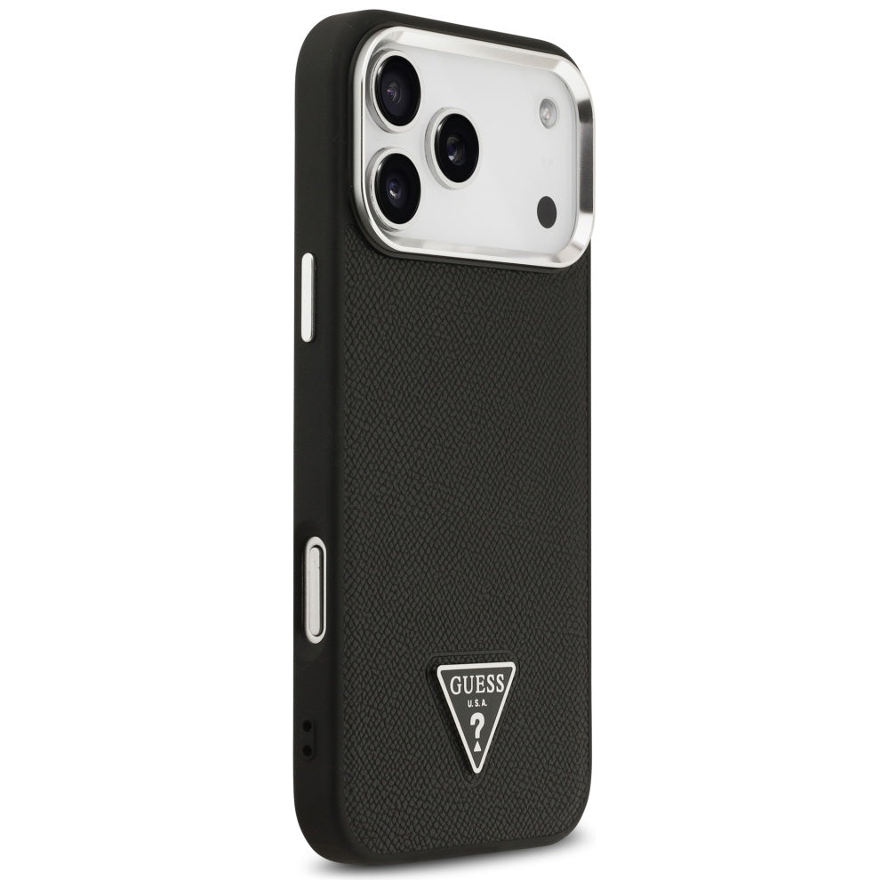 Futrola MagSafe za Apple iPhone 17 Pro, Guess, Grained Triangle Logo, Crna