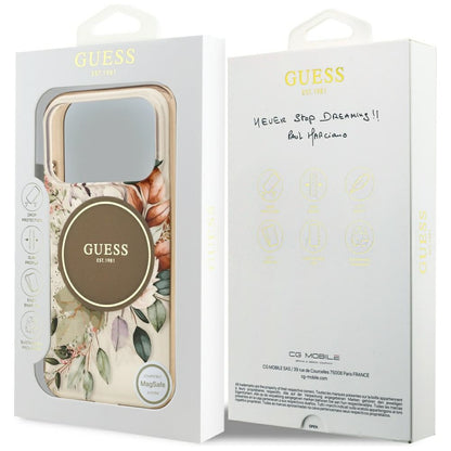 Futrola MagSafe za Apple iPhone 17 Pro, Guess, IML Flower and Tonal Circle, Braon