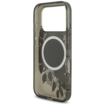 Husa MagSafe za Apple iPhone 17 Pro, Guess, IML Flowers with Pearl Strap, Crna