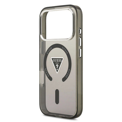 Futrola MagSafe za Apple iPhone 17 Pro, Guess, IML Gradient Triangle Logo, Crno Srebrna