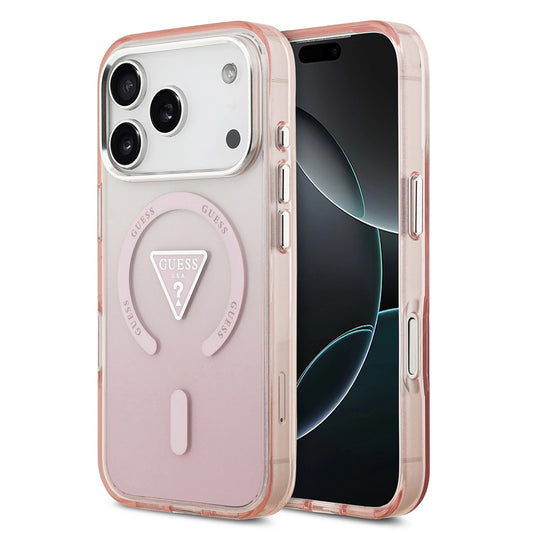 Futrola MagSafe za Apple iPhone 17 Pro, Guess, IML Gradient Triangle Logo, Roze