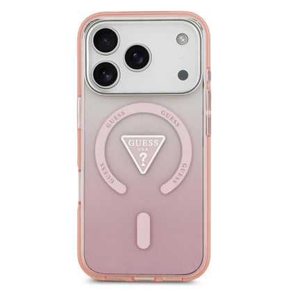Futrola MagSafe za Apple iPhone 17 Pro, Guess, IML Gradient Triangle Logo, Roze