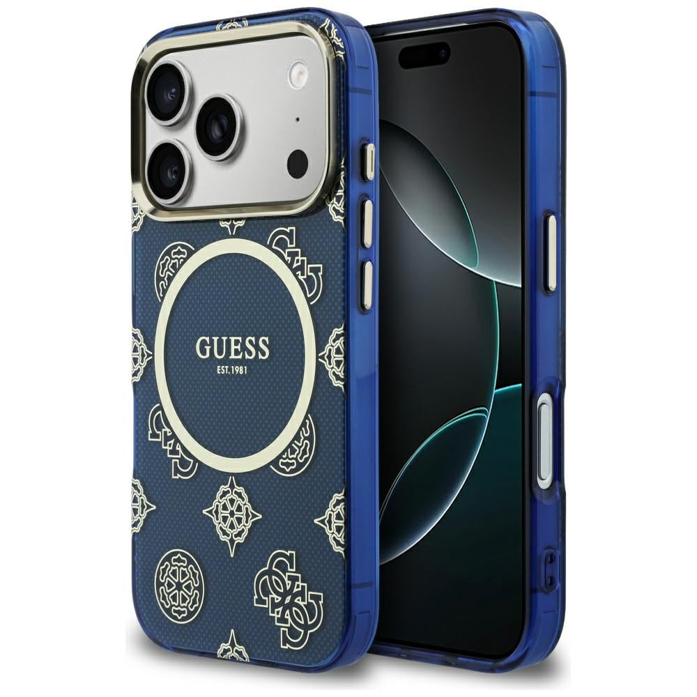 Futrola MagSafe za Apple iPhone 17 Pro, Guess, IML Peony Dot, Plava