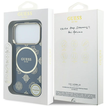 Futrola MagSafe za Apple iPhone 17 Pro, Guess, IML Peony Dot, Plava