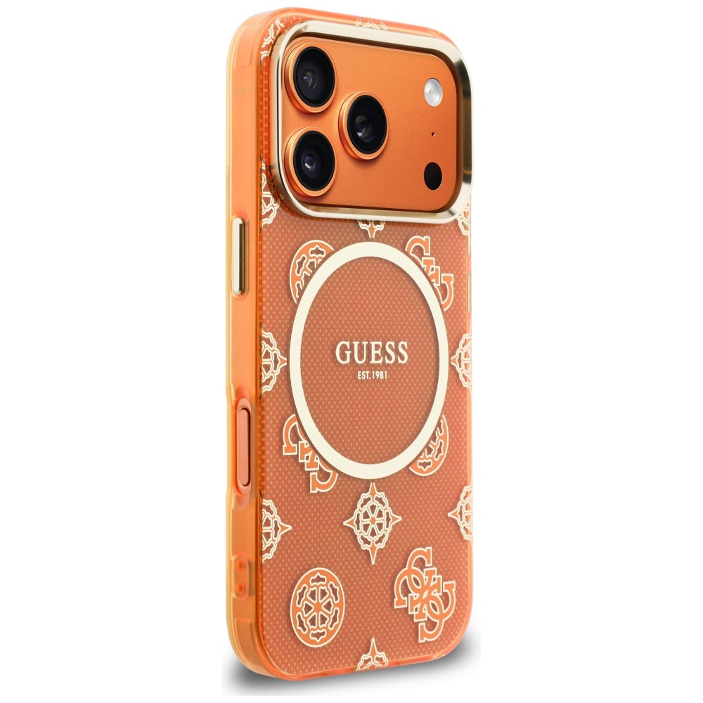 Futrola MagSafe za Apple iPhone 17 Pro, Guess, IML Peony Dot, Narandžasta