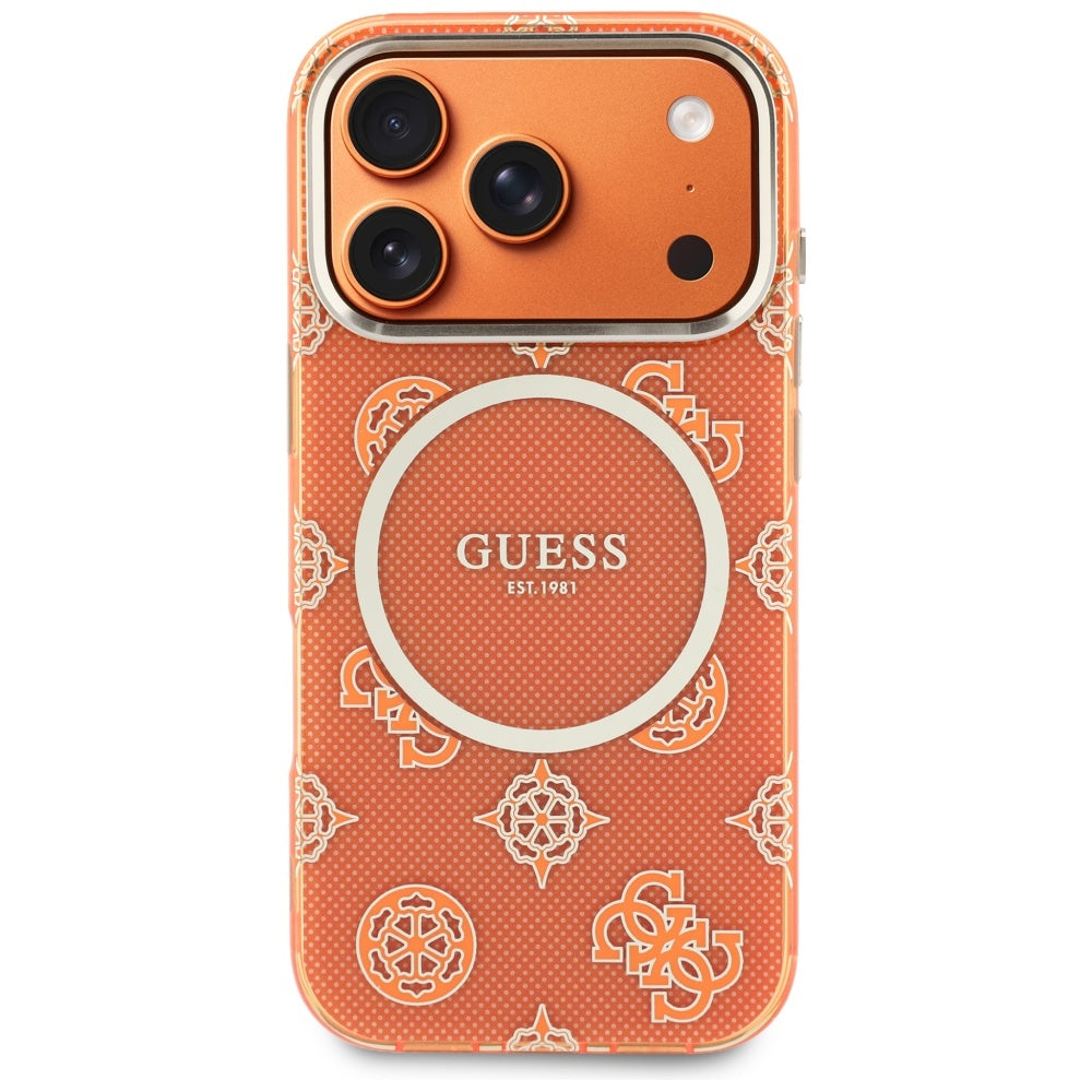 Futrola MagSafe za Apple iPhone 17 Pro, Guess, IML Peony Dot, Narandžasta