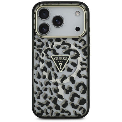 Futrola MagSafe za Apple iPhone 17 Pro, Guess, Leopard Glitter, Crna