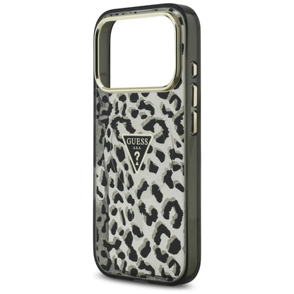 Futrola MagSafe za Apple iPhone 17 Pro, Guess, Leopard Glitter, Crna