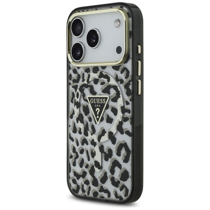 Futrola MagSafe za Apple iPhone 17 Pro, Guess, Leopard Glitter, Crna