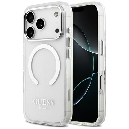 Futrola MagSafe za Apple iPhone 17 Pro, Guess, Metal Outline, Srebrna