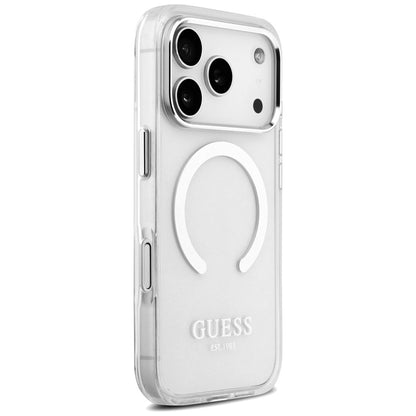 Futrola MagSafe za Apple iPhone 17 Pro, Guess, Metal Outline, Srebrna