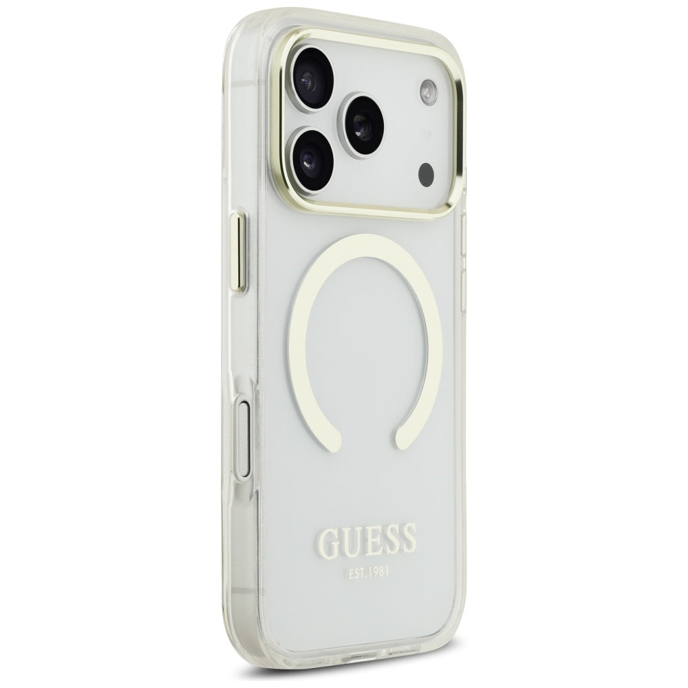 Futrola MagSafe za Apple iPhone 17 Pro, Guess, Metal Outline, Zlatna