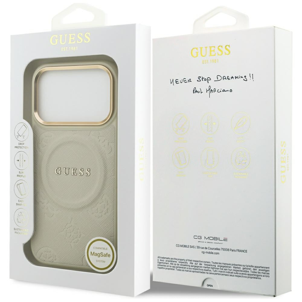 Futrola MagSafe za Apple iPhone 17 Pro, Guess, Peony Hot Stamp, Bež