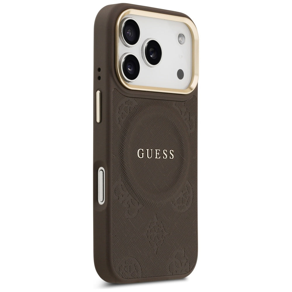 Futrola MagSafe za Apple iPhone 17 Pro, Guess, Peony Hot Stamp, Braon